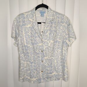 NWT SO blue blue and off white collared shirt size L